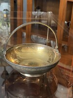 JELZETT, OROSZ ALPAKKA FÜLES, ÉKSZERTARTÓ TÁLKA ARANYOZOTT BELSŐVEL 12 CM