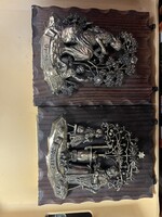 Vintage Nyugat-Német (W. Germany) 3D falikép pár - Tavasz és Tél