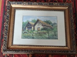 ROZS JÁNOS ( 1901-1987) ???--SZINVONALAS BALATON FELVIDÉKI  AKVARELL  PÁR 1955.OLCSÓN!