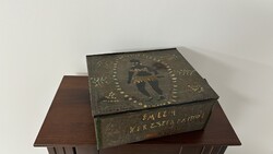 Fémdoboz néger női kézzel festett mintával 1962-es emlék