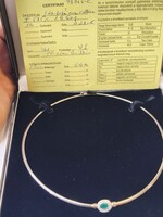 Brilliáns köves fehér arany nyakék smaragddal