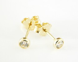 14 K Arany Szép Kerek Köves Button Fülbevalók