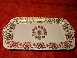 PARAGON gazdagon aranyozott, Kanadai tartományi címerekkel porcelán kínálótál 30 cm x 15 cm