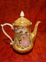 Włocławek porcelán, jelenetes, lüsztermázas, teás kiöntő