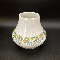 Retro Scherzer Bavaria porcelán váza – Elegáns bordázott (relief) mintával virág díszítéssel / 8 cm