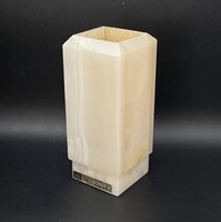 Art Deco stílusú Sky Onyx váza / tolltartó – valódi kő – 70-es évek