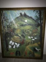 Szigligeti - öböl,”Pekáry”jelzéssel,hatalmas méretű festmény, hagyatékból.