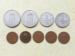 Magyarország 9 db Különböző Érme 2 Fillér 1 2 Pengő 1926-1942