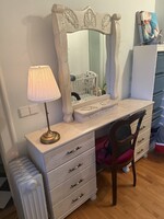 Fehér tölgy fésülködő asztal tükörrel