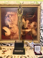 Exkluzív 47 cm-es Art Deco bronz szobor – J.L. Paris öntödei pecséttel