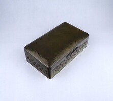 1Z819 Régi nagyméretű geometrikus mintával ezüstözött fém doboz szivardoboz MÜMAK jelzéssel