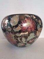 Zsolnay többtüzű eozinos porcelán kaspó hibátlan hatalmas méretben