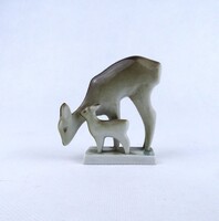 1Z745 Régi Zsolnay porcelán őzike páros 8.5 cm