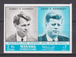 Külföldi vágott bélyeg-UAE. Ajman Manama  1968 ** Emberi és Polgárjogi Harcosok, Kennedyék