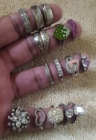 15 darab női ezüst gyűrű 51 gramm