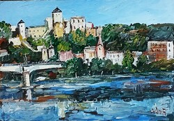 Festmény (02/06) - BÁNFI  : TRENCSÉNY VÁRA (olaj, karton, 50x35  cm)