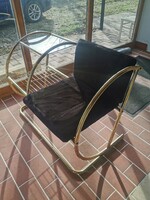 Mid century réz telefon asztal / Retró szék / Régi