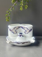 Vintage kék fehér arany szegélyes román Camina porcelán cigaretta tartó / hamutál