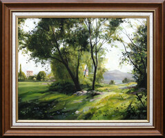 Keleti Péter: Pihenőhely - kerettel 52x62 cm - alkotás: 40x50cm - száma: 2608/945