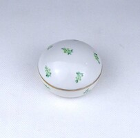 1Z751 Régi zöld virágmintás Drasche porcelán bonbonier 7.1 cm