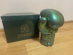 (Ritka RR) Zsolnay eozin boxkesztyű kb 25x17 cm