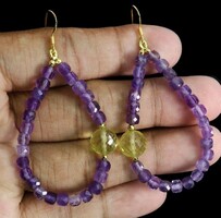 Valodi Ametiszt Citrin 925 Ezust 14k Fülbevalò