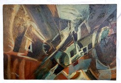 Cs.Nagy András -Táj 1981 Képcsarnokos olajfestmény 90x60cm