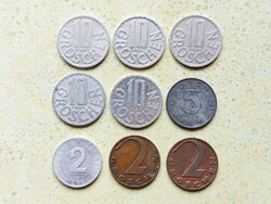 Ausztria 9 db Különböző Érme 2 5 10 Groschen 1927-1992
