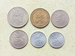 Csehszlovákia 6 db Különböző Érme 10 50 Haller Halierov 1 2 Korona 1979-1988