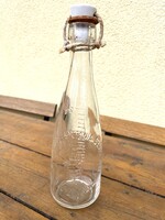 Régi Stefánia Szövetség Tejkonyhájának címeres antik csecsemő tejes üveg erdeti porcelán kupakkal