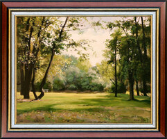 Keleti Péter: Ligetben - kerettel 52x62 cm - alkotás: 40x50cm - száma: 2408/632