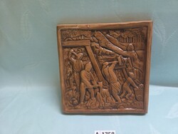 A1758 Bányász jelenetes csempekép 16x16 cm
