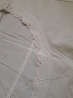 Ágynemű huzat fehér vászon hímzett csipkés tükörpaplan huzat 180x130 cm.