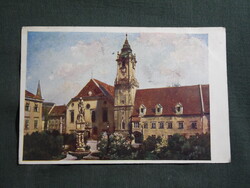 Képeslap,Szlovákia,Pozsony,Pressburg,Városháza látkép,részlet,1918-