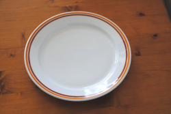 HIBÁTLAN ALFÖLDI PORCELÁN, BARNA CSÍKOS, MENZÁS, LAPOS TÁNYÉR 23,8 CM