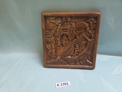 A1761 Bányász jelenetes csempekép 16x16 cm
