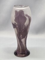 Émile Gallé Francia szecessziós üveg váza 19 cm