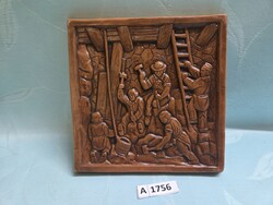 A1756 Bányász jelenetes csempekép 16x16 cm