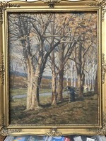 Kövér Gyula : Erdőrészlet olaj,  vászon