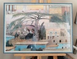 Csontváry Kosztka Tivadar "Kis Baalbek" c. festményének nyomata 70x50 xm kerettel