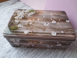 Cseresznyevirág mintás fém doboz tároló 7x13x20 cm