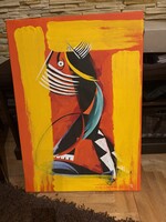 Orbán Attila olajfestmény Maszk Hallal