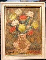 Szentendrei Festő  Czóbel Béla : Csendélet színes virágokkal.