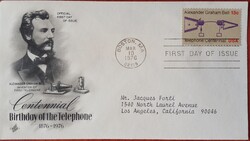 USA elsőnapi boríték FDC 1976.03.10 100 éves a telefon: Graham Bell