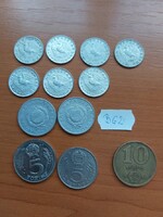 MAGYAR NÉPKÖZTÁRSASÁG 10 FILLÉR + 1 + 5 + 10 FORINT 1971 + 1989 12 DB    B162