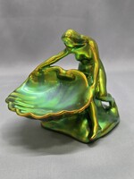 Zsolnay eozin kagylót tartó női, kagylós nő