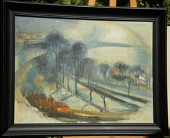 (K) Fülöp Lajos (1939-) : Fata morgana / Balatoni táj