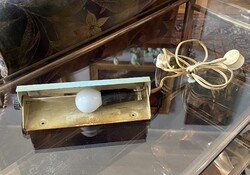 HALVÁNYKÉK SZÍNŰ, RETRO FÉM ASZTALI / FALI LÁMPA 22 CM