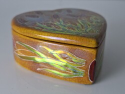 Antik jelzett eozinos Zsolnay porcelán bonbonier 1898