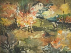 (K) Beszédes Kornél (1923-1987) : Ősz a kertben